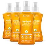 Method Liquid Laundry Detergent, Hypoallergenic + Biodegradable Formula, Plant-Based Stain Remover, Ginger Mango Scent, 66 Loads per 1.5 Liter Bottle, 4 Pack (264 Total Loads), Packaging May Vary