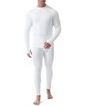 Runhit Thermal Underwear for Men Long Johns Fleece Lined Base Layer Set Mens Cold Weather Top and Bottom (Mockneck,M,White)