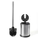 ToiletTree Products Toilet Brush with Lid - Sleek Toilet Bowl Brush and Holder - Toilet Scrubber Brush Set with Heavy-Weight Base - Lidded Toilet Bowl Cleaner Brush and Holder - Chrome