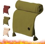 Kouamor 150 * 80cm 3 Gears Portable Heated Blanket, Cordless Heated Blanket, Portable Heated Shawl, USB Heated Blankets, Heated Wearable Blankets, for Women Girl Family Lovers (B-green)
