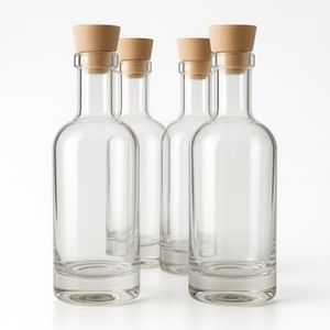 Massteelger 4-Pack 750ml / 25.3 Oz Edinburgh Style Glass Bottles with Italian Non-Leaking Cork – Reusable Clear Bottles for Wine, Whiskey, Olive Oil, Infused Spirits, Vinegar, Syrup & Balsamic Storage