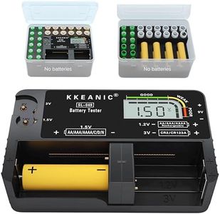 Battery Tester with Battery Organizer Storage Case,Professional Digital Battery Checker with LCD Display for Household AA, AAA, 4A,C, D, 9V, Button Cells. Compact Design & Clear Power Level Indicator