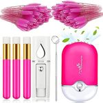 56 PCS lash fan dryer for eyelash extensions,USB Air Conditioning Blower, Mini Mister for Lash Extensions, Lash Mirror, 3 Lash Shampoo Brushes, 50 Eyelash Mascara Brush (Rose Set)