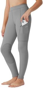 Willit Girls Horse Riding Pants Tights Kids Equestrian Breeches Knee-Patch Youth Schooling Tights Zipper Pockets Stone Gray M
