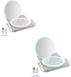 Milishow Compact Mirror with LED Light,1x/10x Magnifying Rechargeable Mirror (White+Cyan)