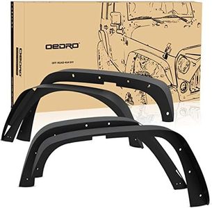 oEdRo Flat Front & Rear Fender Flares Compatible with 2007-2018 Jeep Wrangler JK & JKU Unlimited (2 Door / 4 Door), 4 PCS Off-Road Metal Steel Wheel Flares Liner Set