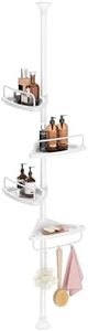 SONGMICS Shower Corner Shelf, 4-Tier Bathroom Shower Shelf, 85-305 cm Adjustable Shower Caddies, Bathroom Organiser, White BCB001A