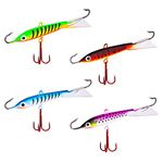 KINBOM 4pcs Fishing Lures Jigs, Ice Fishing Lures with 3 Sharp Hooks Lifelike Winter Fishing Baits Ice Jigging Lures for Crappie Bluegill Bass Walleye