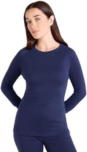 Mountain Warehouse Talus Womens Long Sleeves Baselayer Top - Thermal Underwear, Lightweight, Breathable, Warm & Easy Care - Autumn, Winter & Outdoors Navy (Round Neck) Women's Size 12