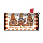 Fall Gnomes Mailbox Covers Magnetic Standard Size 18" X 21" Happy Fall Mailbox Covers Autumn Buffalo Plaid Magnetic Mailbox Wraps Post Letter Box Cover for Outdoor Decor