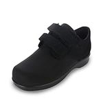 Tairibousy Diabetic Shoes for Men and Women Extra Wide Slip-on Shoes for Swollen Feet Adjustable Closure Walking Shoes with Arch Support for Elderly Foot Pain Relief Neuropathy, Black, 9.5 X-Wide