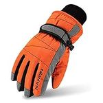 TRIWONDER Kids Winter Ski Gloves Water Resistant Snow Gloves Boys Girls Thermal Warm Gloves Mittens for Children Snowboarding Skiing (Orange, M(8-10 Years))