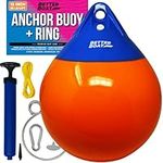 Anchor Bouy and Retrieval Ring 12" Inflatable Vinyl Boat Buoy Balls with Pump Round Boat Mooring Buoys, Marker and Anchor Float Ball Floating Pick Up for Rope for Sea & Lake