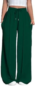 Floerns Women's Causal Drawstring High Waist Baggy Straight Wide Leg Sweatpants with Pockets Forest Green Solid X-Large