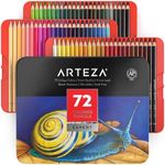 ARTEZA Colouring Pencils, Professional Set of 72 Colours in a Tin Box, Soft Wax-Based Cores, for Drawing, Sketching & Shading