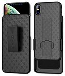 Aduro Combo Case & Holster for iPhone Xs Max, Slim Shell & Swivel Belt Clip Holster, with Built-in Kickstand for Apple iPhone