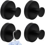 QUSLLIS Pack of 4 Suction Cup Hooks Load 5 kg No Drilling Black Suction Hooks Towel Holder Suction Cup Towel Hooks Adhesive Hooks Extra Strong Wall Hooks for Bathroom Kitchen Smooth Window Wall Glass