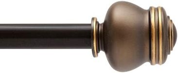 Kenney KN71723 Glendale Knob End Standard Decorative Window Curtain Rod, 48-86" (121.92-218.44 cm) Adjustable Length, Oil Rubbed Bronze Finish, 5/8" (1.6 cm) Diameter Steel Tube