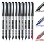 Shuttle Art Rollerball Pens, 10 Pack (8 Black, 1 Blue, 1 Red) 0.5mm Liquid Ink Pens, Quick Drying & Long Lasting Extra Fine Point Pens for Writing, Journaling, Notes Taking School Office Supplies