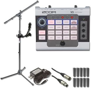 Zoom V3 Multi-Effects Vocal Processor with HRM-11 Handy Recorder Mount, Euro Boom Microphone Stand, AD-16 9V 500mA Power Supply and 10x AA Batteries