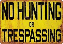 GIMIPATS"Vintage Tin Sign NO HUNTING OR TRESPASSING"Private property no trespassing sign，posted no trespassing signs private property, indoor and outdoor metal aluminum "12 x 8", need to be punched - easy to install.