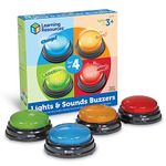 Learning Resources (UK Direct Account) LER3776 Learning Resources Lights and Sounds, Family Night, Game Show, Classroom Accessories, Siren, Buzzer, Laser and Charge, Set of 4, Ages 3+, Multicoloured