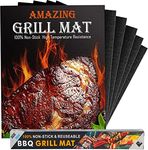 Grill Mats for Outdoor Grill Set of 6, Nonstick BBQ Grill Mats Reusable and Easy to Clean, Baking Mats Works on Gas, Charcoal, Electric Grill (Black: 40x33CM)