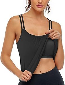 Hibelle Workout Clothes for Women, Strappy Sports Bra Yoga Running Fitness Tank Tops Summer Gym Shirts Muscle Tanks Sport Clotheing Plus Size Active Athletic Wear Black XX-Large