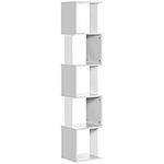 HOMCOM Modern 5-Tier Bookshelf, Freestanding Bookcase Storage Shelving for Living Room Home Office Study, Light Grey