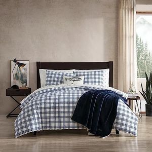 Eddie Bauer- Twin Duvet Cover Set, Cotton Bedding Set with Matching Sham(s), Casual Home Décor (Basic Plaid Navy, Twin)