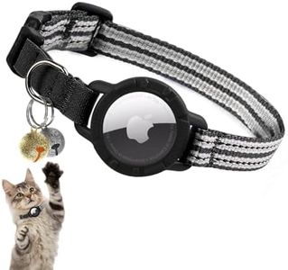 AirTag Cat Collar – Reflective Kitten Collars with Integrated Apple Air Tag Holder | Lightweight, Elastic Safety Cat Tracker Collar with Bell for Girl Boy Cats, Kittens, and Puppies (Black, S)
