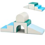 Maxmass Kids Climb and Crawl Foam Play Set, Toddlers Soft Foam Stairs and Ramp Blocks, Children Colorful Educational Software Activity Toys for Home and Preschool (Blue+Beige,150x50x69cm)