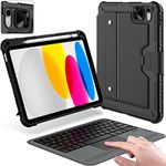 Nillkin iPad 10th Generation Case with Keyboard (10.9", 2022), Detachable Keyboard for iPad 10th Generation with Slide Camera Cover and Multi-Touch Trackpad, Protective Case with Pencil Holder