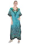 Miss Lavish London Long Caftans for Women - Boho Kaftan Dress, Plus Size Summer Kaftan, Women's Loungewear and Beach Caftans, Maxi Kaftan Tops for Lounging or Swimwear Cover-Ups, Size L,Green Kaftans