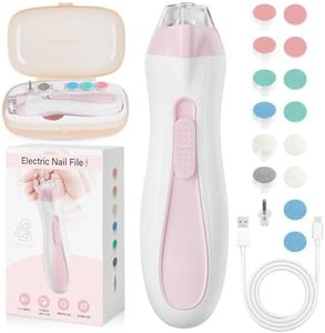 Prolixity Baby Nail Trimmer Electric, 15 in 1 Baby Nail Clippers for Gentle Nail Care, Rechargeable Baby Nail File Electric with Light &15 Grinding Pads for Infant Toddler, Pink