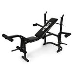 Klarfit Workout Hero Multi-station - Bench Press, Weights Bench, Fitness Benches, Arm/Leg curler with weight holders, Load capacity: max. 160 kg, 3-stage adjustable backrest, Steel frame, Black