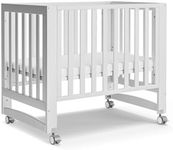 MAMAZING EvoNest Baby Crib, 6 in 1 Convertible Mini Crib with Wheels, 100% New Zealand Wood Growing Bed, 4 Adjustable Mattress Height, GREENGUARD Gold Certified, White