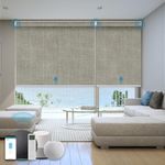 WEFFORT Motorized Roller Shade, 100% Blackout Smart Window Blinds Work with Homekit, Alexa, Google Home, Remote Control, Electric Blinds with USB/Solar Pannel Charging, Gentle Sage