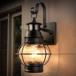 Lamomo Outdoor Wall Light, Motion Sensor Porch Lights Outdoor Wall Light Fixture,Black Dusk to Dawn Exterior Lighting for House Waterproof Anti-Rust Wall Mount Lantern for Outside,Garage(NO Bulb)