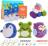 Nutgun Beginners Crochet Kit, Crochet Kit for Beginners Adults,Complete Crochet Set to Make 3PCS Animals,Include Yarn, Eyes, Stuffing, Crochet Hook,Step-by-Step Instruction and Video Tutorial