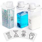 Bikkii Laundry Detergent Dispenser-3 Pack, 78 oz Detergent Dispenser with 4 Removable Labels, Laundry Soap Dispenser for Laundry Room Organization and Storage, BPA Free & PET Plastic Clear