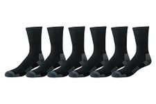 Amazon Essentials Men's 6-Pack Performance Cotton Cushioned Athletic Crew Socks, Black, Shoe Size: 6-12