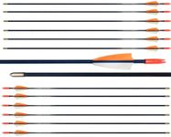 e5e10 28" Target Arrows Youth Beginners Practice Fiberglass Arrows for Recurve Bow（Safety Blunt Tips (Orange)