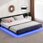 YITAHOME Floating Bed Frame King Size, LED Bed Frame with Charging Station, Metal Platform King Bed with Heavy Duty Steel Slats, No Box Spring Needed, Easy Assembly, Black