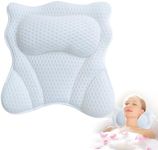 Bath Pillow,Ergonomic Bathtub Pillows for Tub Neck and Back Support,with 6 Powerful Suction Cups,Washable Relaxing Spa Cushion Head Rest,Bath Accessory,Fits All Bathtub,Hot Tub,Home Spa(White)