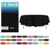 ZIMPLEWARE Premium Black Plastic Table Cloth Disposable (12 Pack) Round Tablecloth (84in) Party Table Cloths Disposable, Perfect Table Cloth Round Cover for Any Table Up to 6 Feet