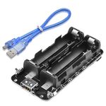 diymore 1865O Battery Holder Double Li-ion V8 Battery Shield Micro USB 5V/3A 3V/1A Power Bank Battery Charging Module for Raspberry Pi and Arduino ESP32 with 30CM USB Port line(2 Holders)