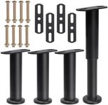 Tanstic 4Pcs Adjustable Metal Bed Frame Support Legs, Adjustable Height Bed Support Legs Heavy Bed Frame Center Slat Support Legs Replacement with Wider Base for Furniture, King Bed (6”-10”)