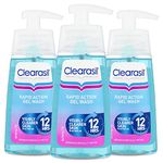 Clearasil Ultra Rapid Action Gel Wash, Unclog Pores For A Visibly Clearer Skin, Remove Dirt & Spots, Pack Of 3 x 150ml