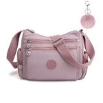 Aucuu Women's Multi-Pocket Casual Crossbody Bag, Multifunctional Messenger Handbag-Purple 1PCS + light bean paste hair ball 1PCS